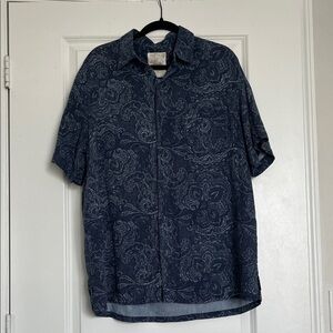 Men's Navy Paisley Short-Sleeve Shirt